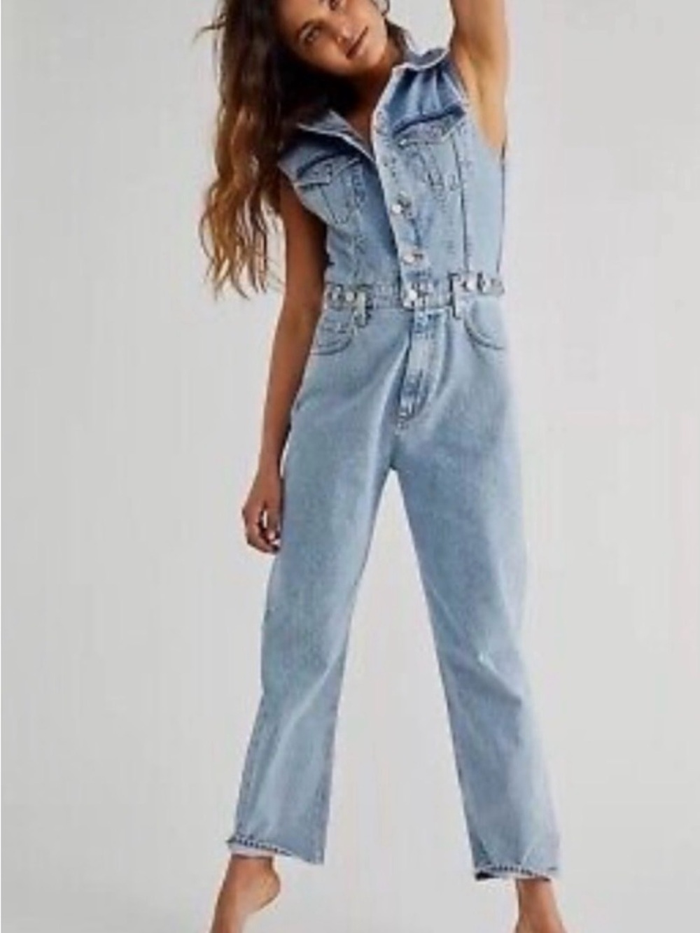 Agolde Blanca Sleeveless Denim Jumpsuit NWOT